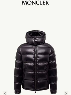 Moncler Black High-Shine Quilted Puffer Jacket with Hood